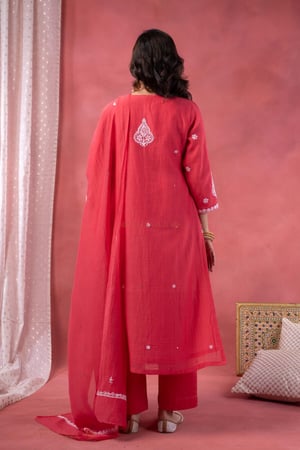 Image for Kusvaa Kds042 Chanchal Chanderi Kurta Dupatta Set Back