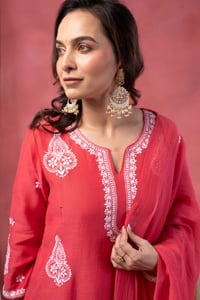 Image for Kusvaa Kds042 Chanchal Chanderi Kurta Dupatta Set Closeup