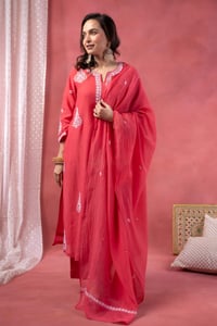 Image for Kusvaa Kds042 Chanchal Chanderi Kurta Dupatta Set Full