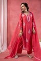 Image for Kusvaa Kds042 Chanchal Chanderi Kurta Dupatta Set Walking