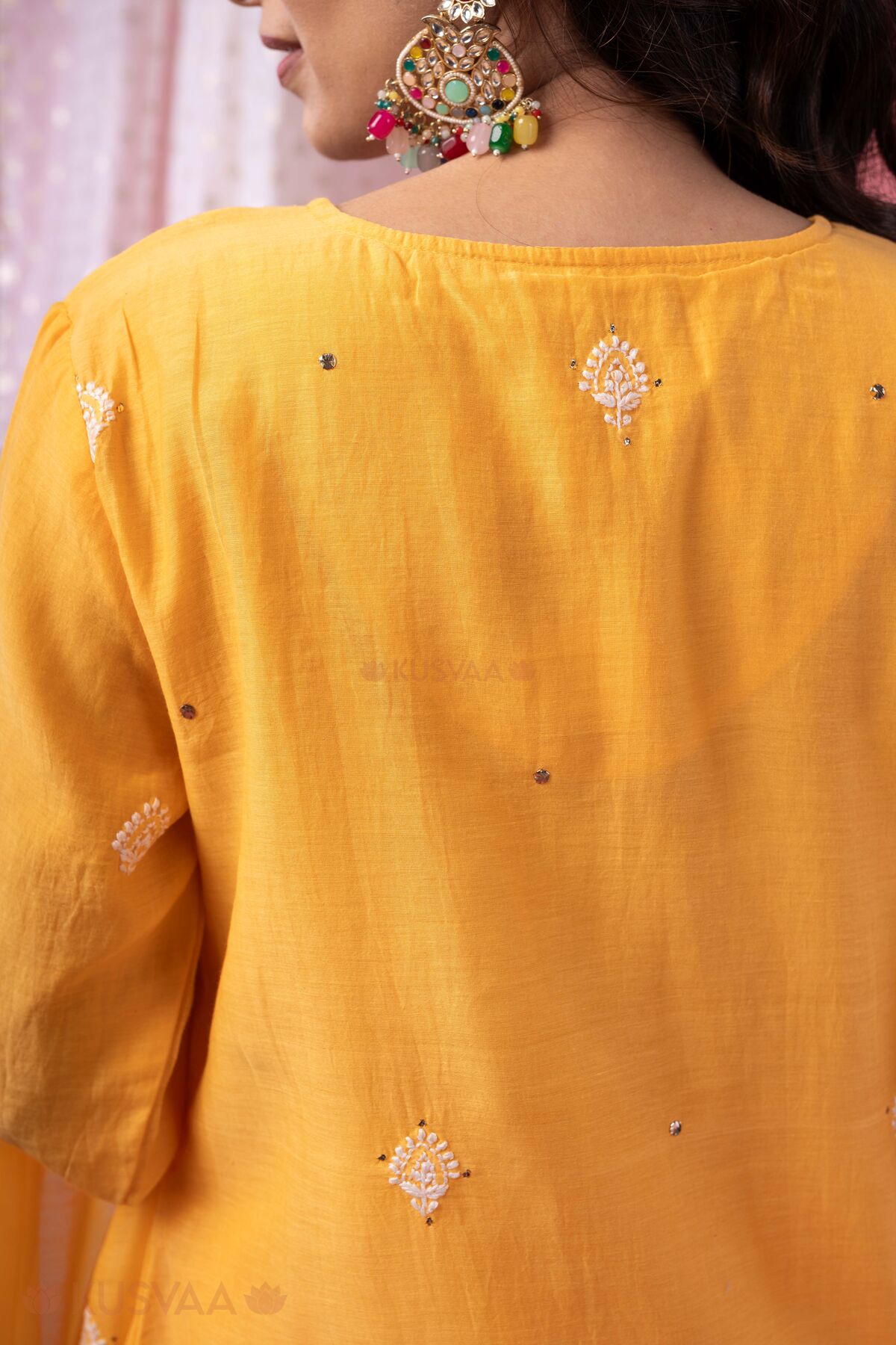 Image for Kusvaa Kds043 Dakshita Chanderi Kurta Dupatta Set Backdetailing