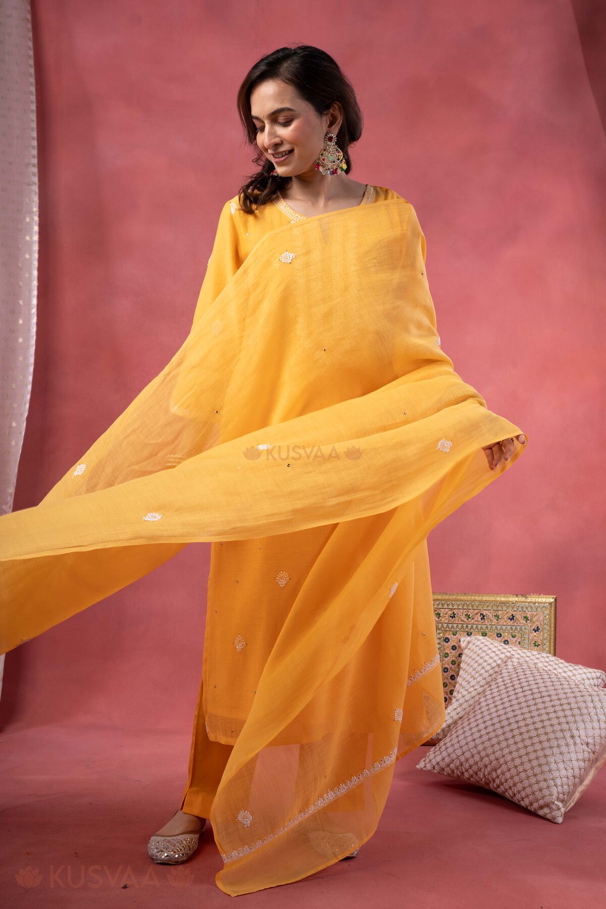 Image for Kusvaa Kds043 Dakshita Chanderi Kurta Dupatta Set Dupatta