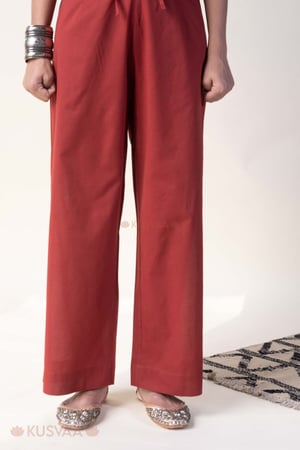 Image for Kusvaa Plz006 Dark Rust Isha Cotton Pant Dark Rust Featured