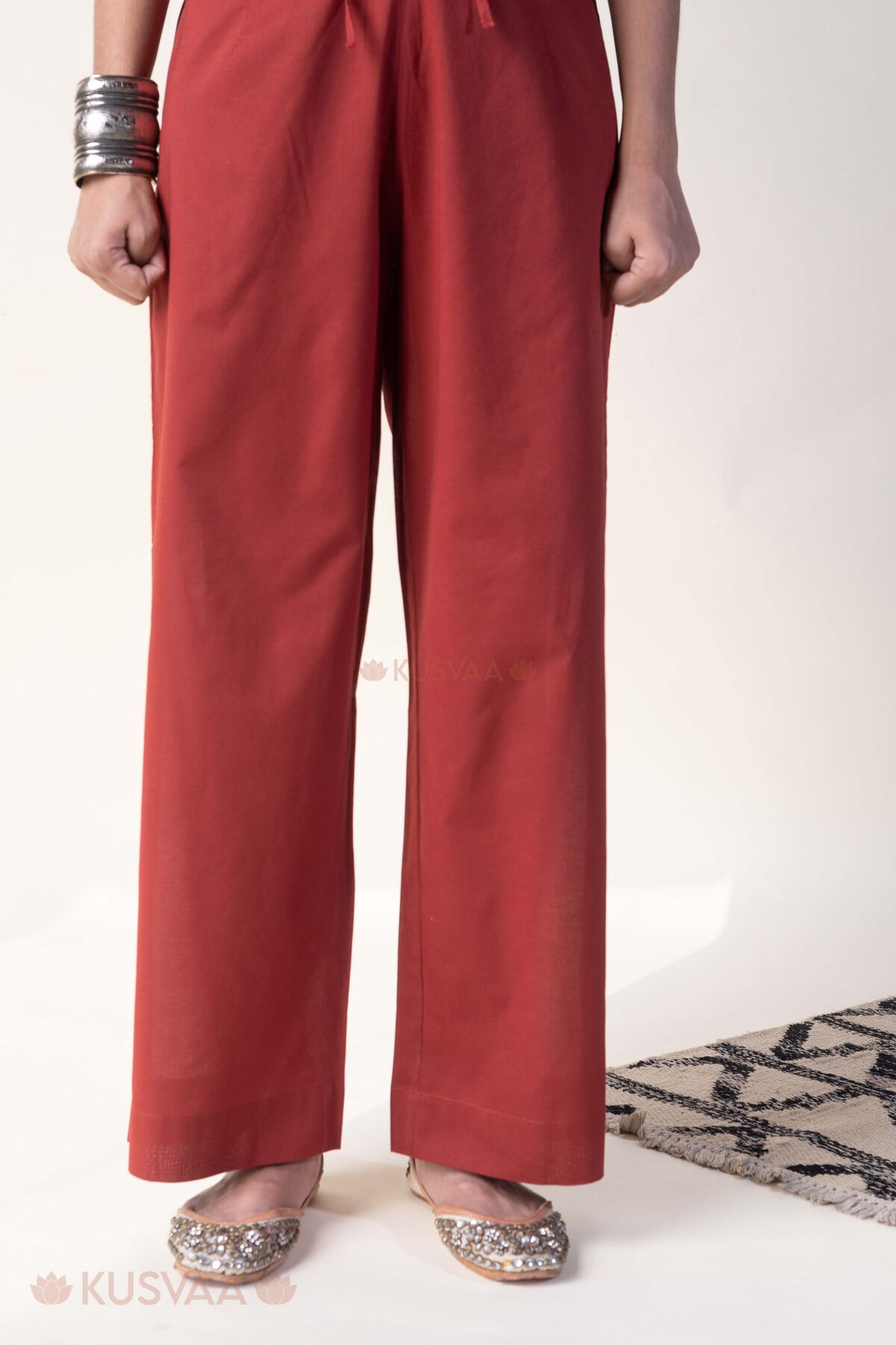 Image for Kusvaa Plz006 Dark Rust Isha Cotton Pant Dark Rust Featured
