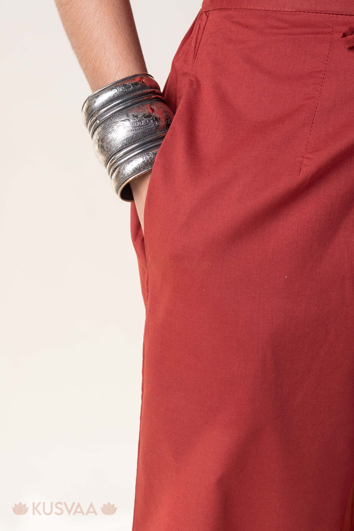 Image for Kusvaa Plz006 Dark Rust Isha Cotton Pant Dark Rust Pocket