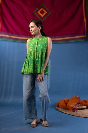 Image for Kusvaa Shk095 Leela Cotton A Line Short Kurti Front