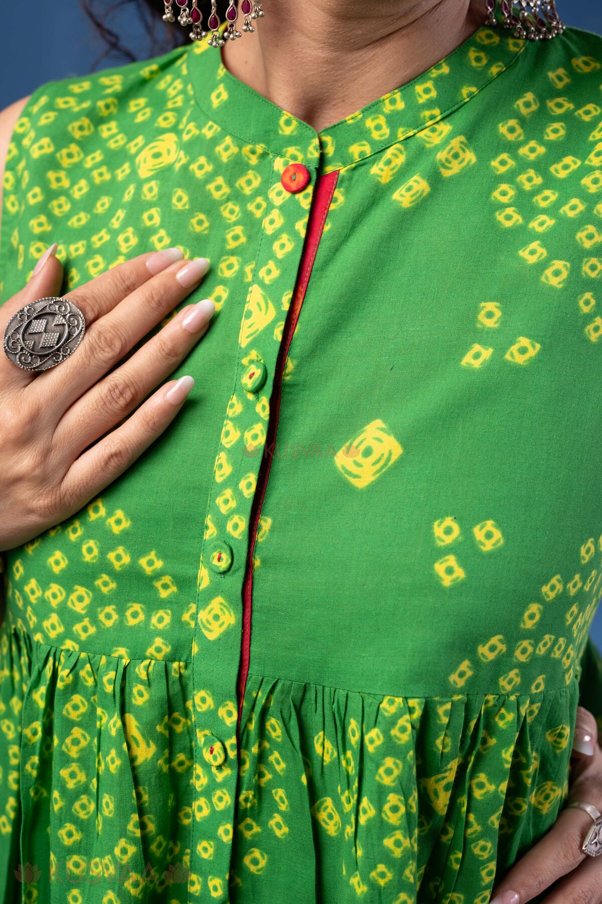 Image for Kusvaa Shk095 Leela Cotton A Line Short Kurti Nack