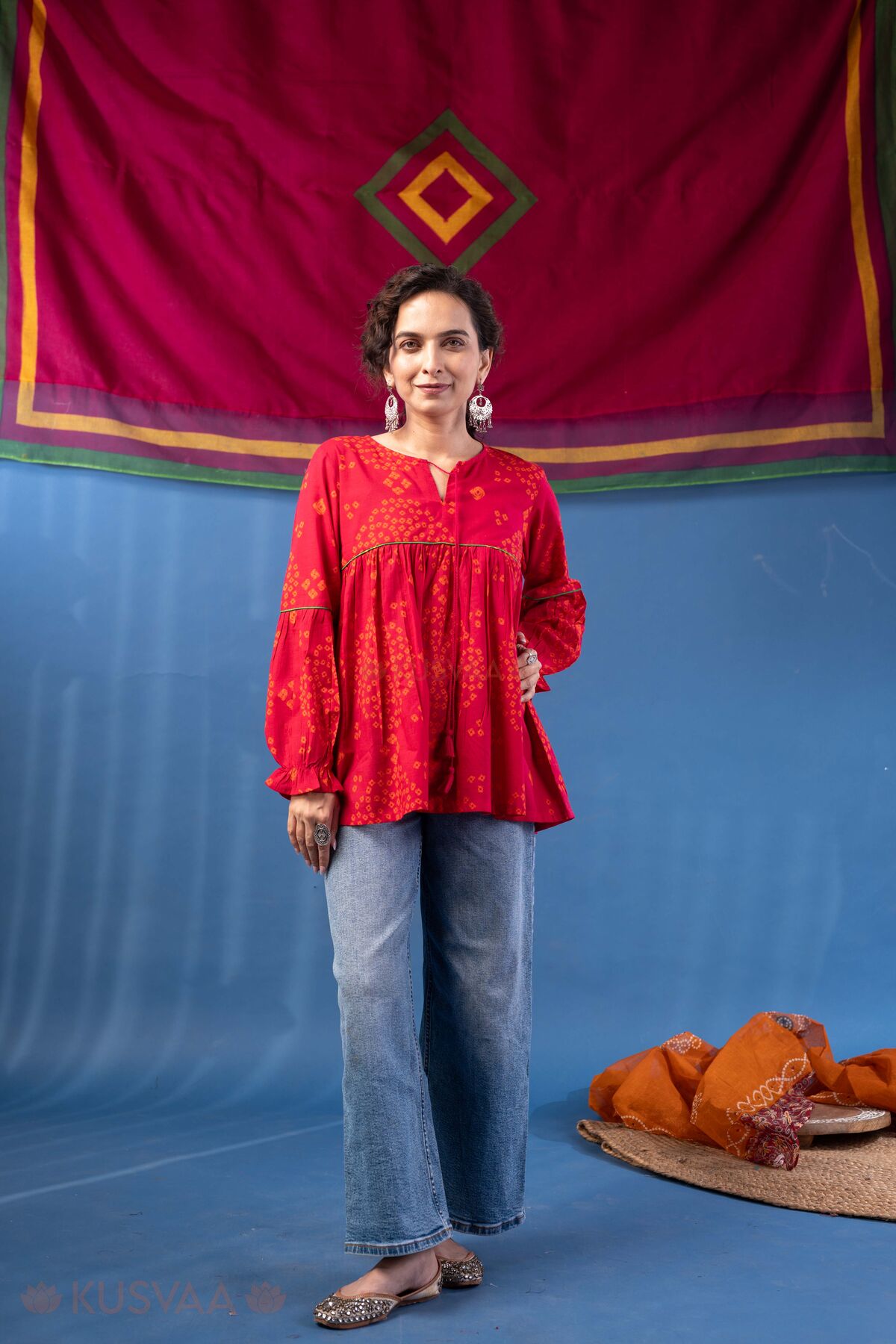 Image for Kusvaa Shk096 Mahima Cotton A Line Short Kurti Front