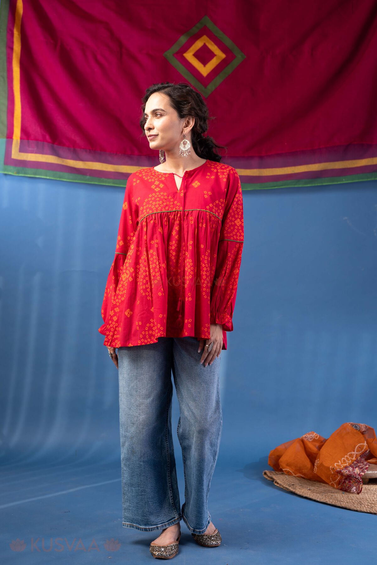 Image for Kusvaa Shk096 Mahima Cotton A Line Short Kurti Full