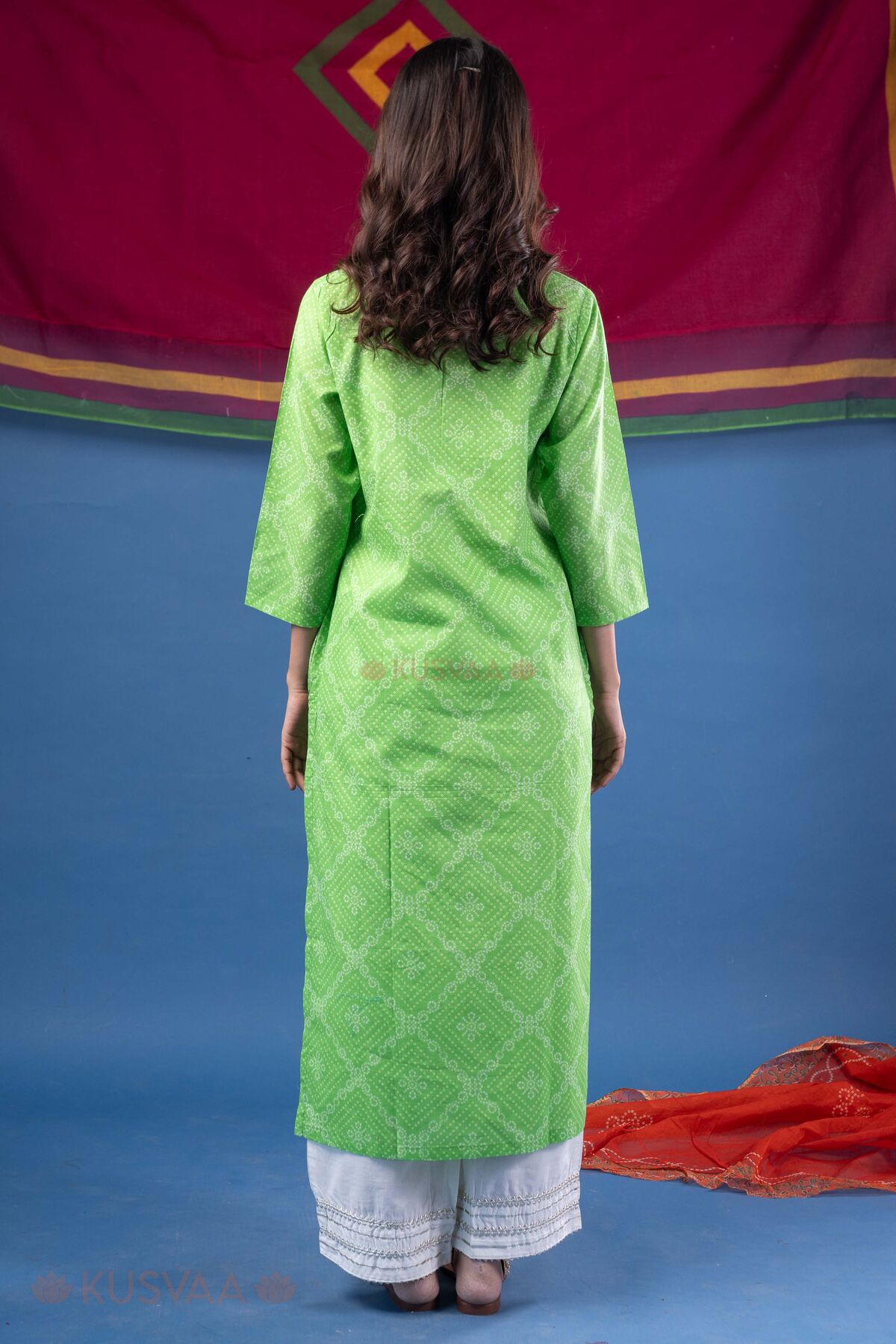 Image for Kusvaa Wkr390 Harshita Screen Print Kurta Back