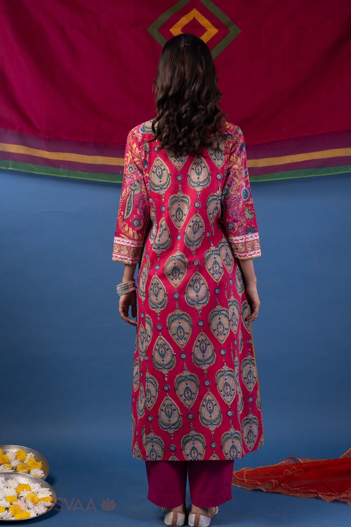 Image for Kusvaa Wkr410 Karuna Handblock Cotton Kurta Back