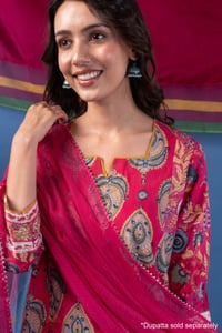 Image for Kusvaa Wkr410 Karuna Handblock Cotton Kurta Close
