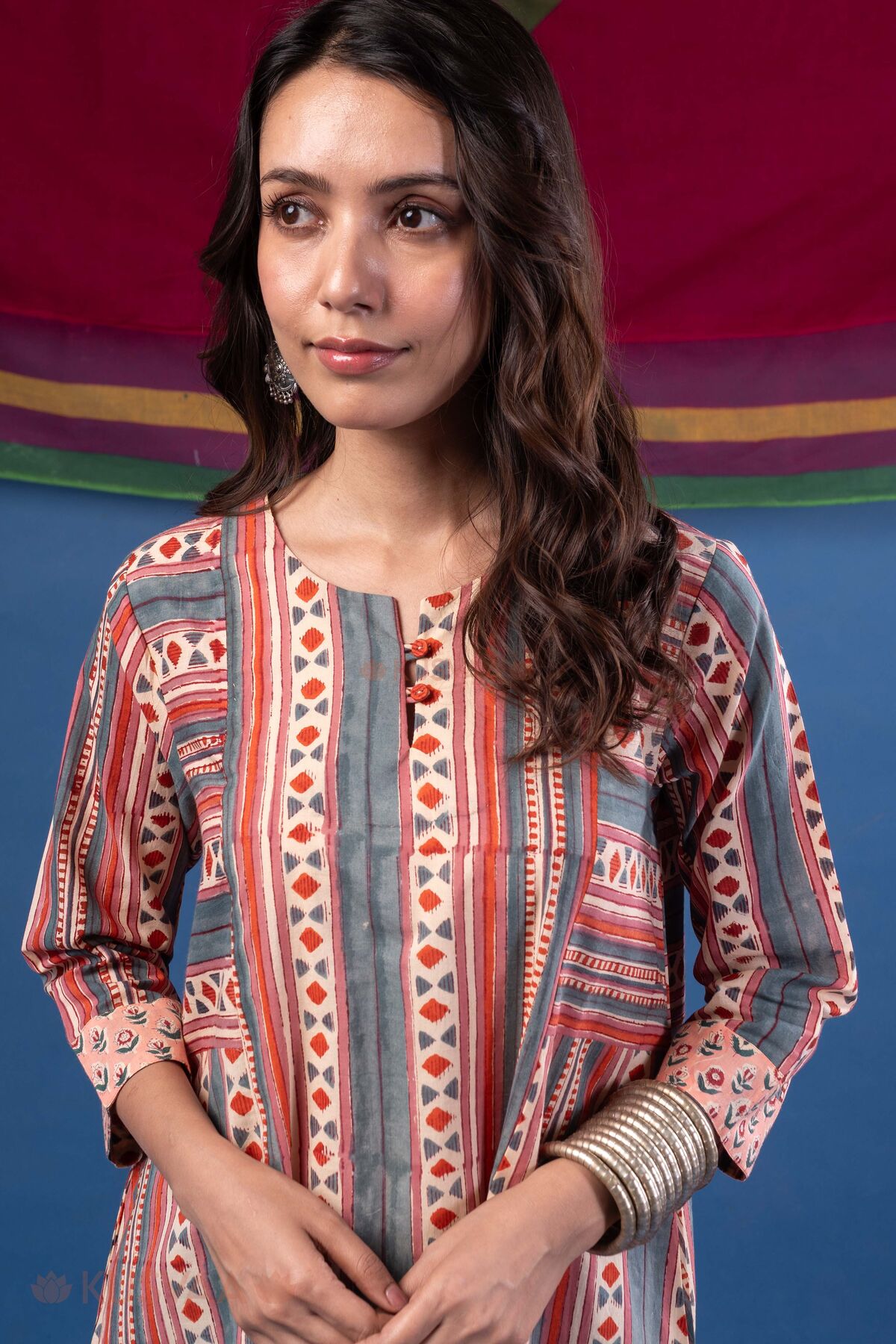 Image for Kusvaa Wkr425 Jivika Handblock A Line Kurta Featured