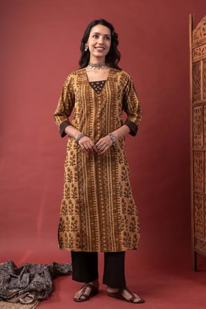 Image for Kusvaa Wkr427 Kalavati Handwork Cotton Kurta Styling