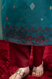 Image for Kusvaa Wkr430 Eshani Chanderi Green Kurta Bottom