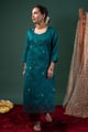 Image for Kusvaa Wkr430 Eshani Chanderi Green Kurta Front