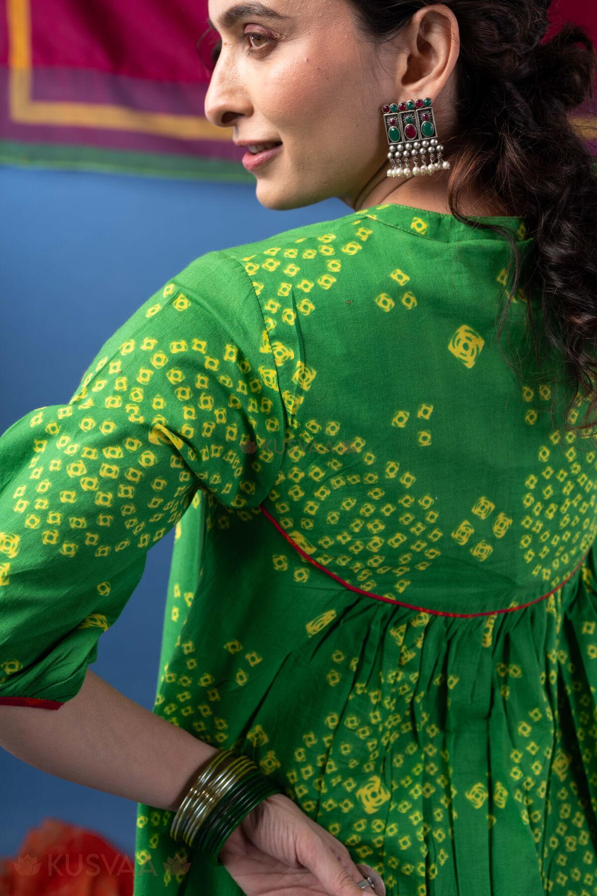 Image for Kusvaa Wkr432 Manasa Cotton A Line Kurta Back