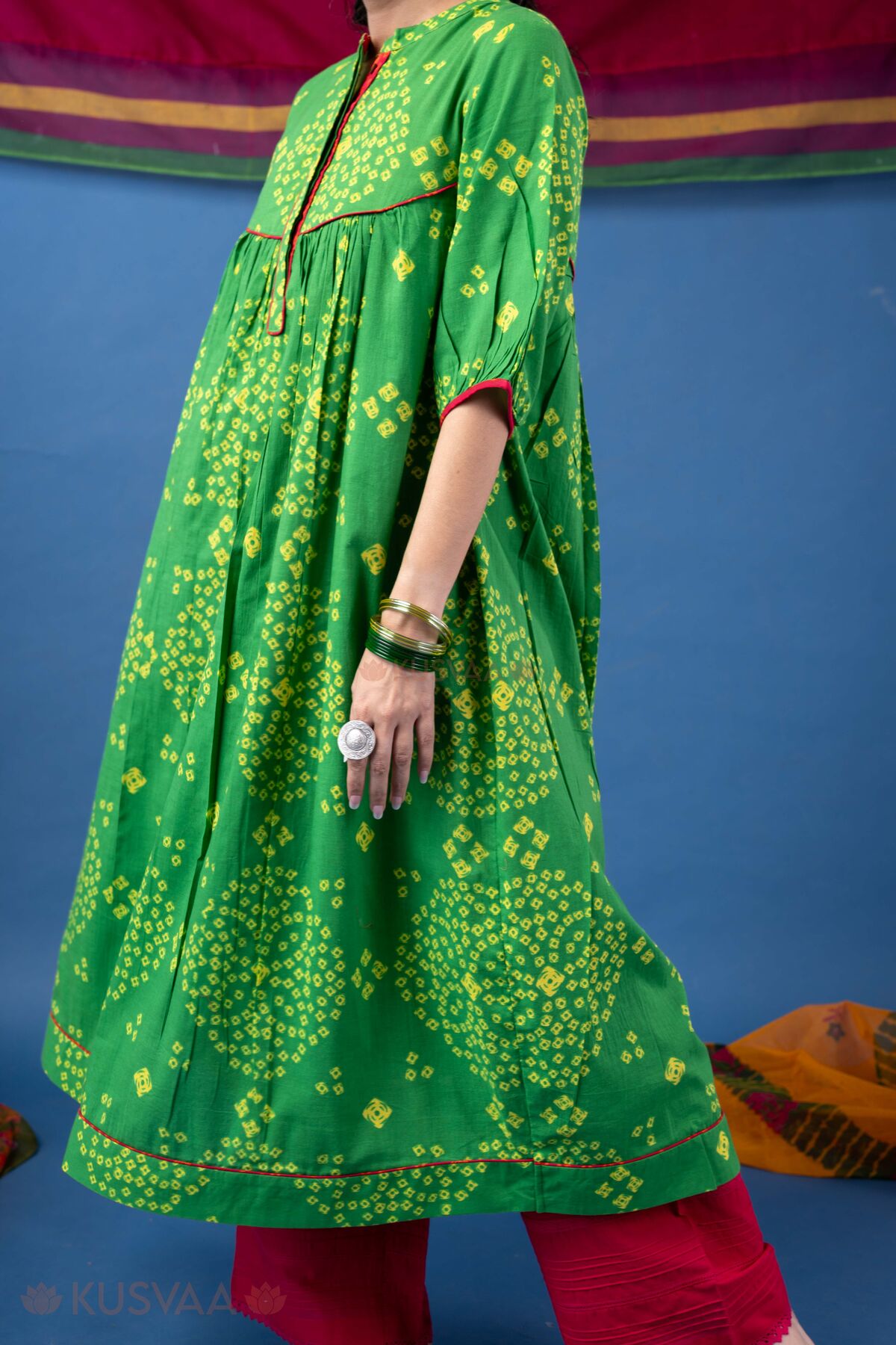 Image for Kusvaa Wkr432 Manasa Cotton A Line Kurta Close