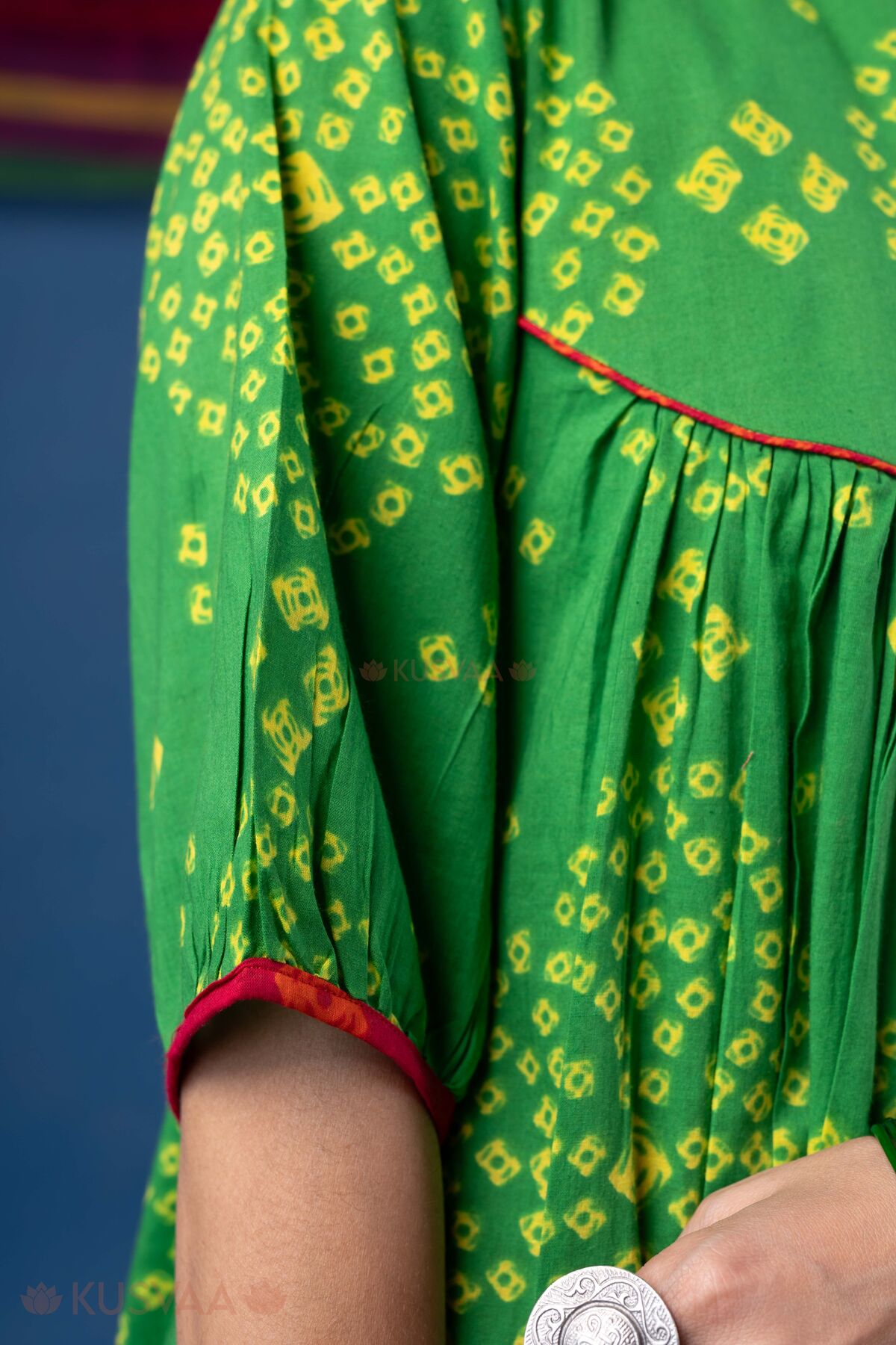 Image for Kusvaa Wkr432 Manasa Cotton A Line Kurta Sleeve