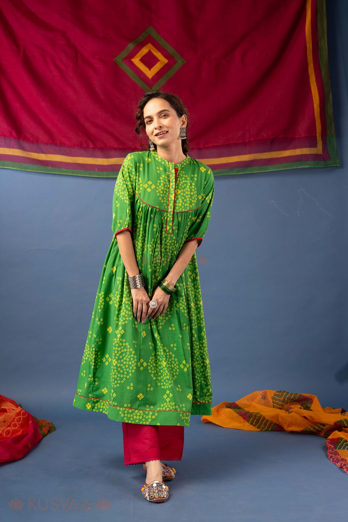 Image for Kusvaa Wkr432 Manasa Cotton A Line Kurta Style