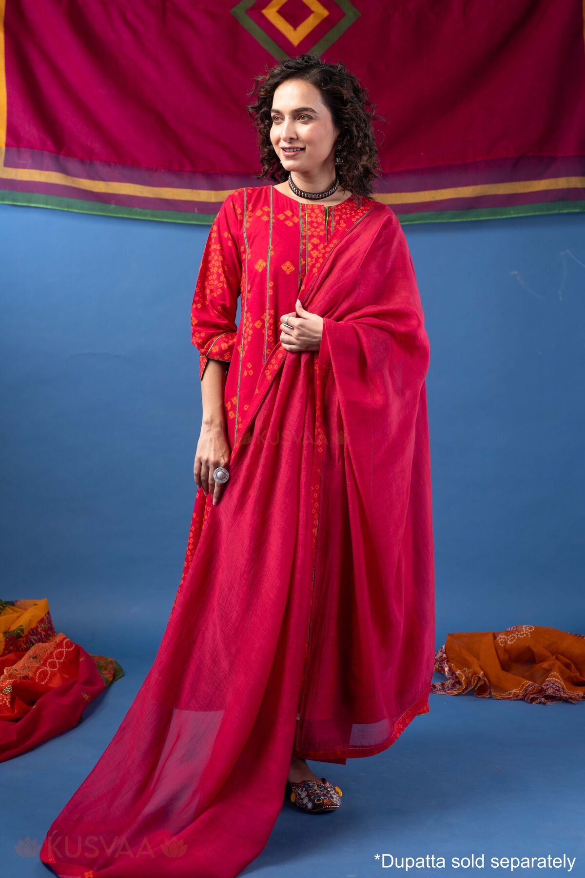 Image for Kusvaa Wkr433 Janaki Cotton A Line Kurta Full