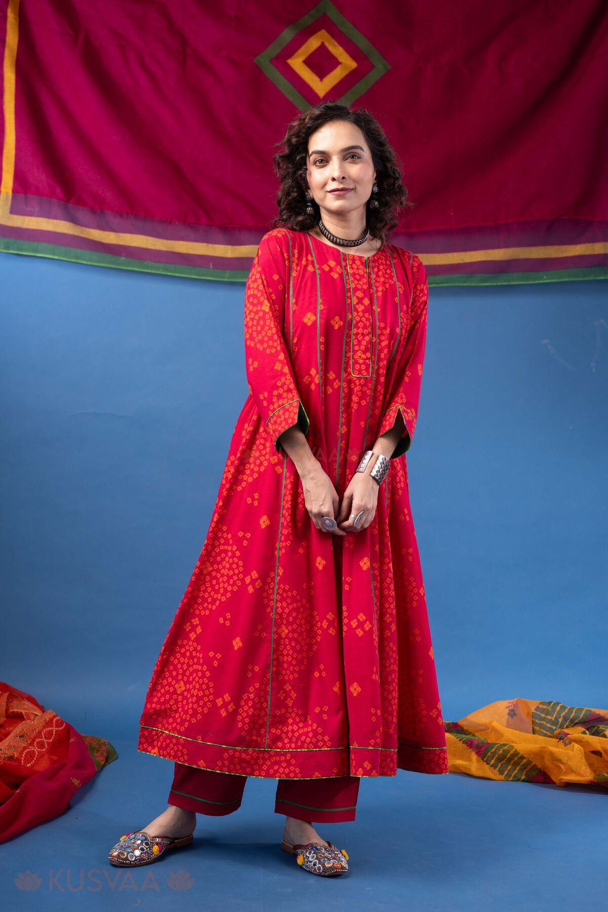 Image for Kusvaa Wkr433 Janaki Cotton A Line Kurta Walk
