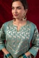 Image for Kusvaa Wkr434 Kashvi Chanderi Green Kurta Featured
