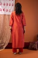 Image for Kusvaa Wkr435 Chintan Chanderi Orange Kurta Backfull