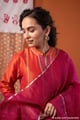 Image for Kusvaa Wkr435 Chintan Chanderi Orange Kurta Dupatta