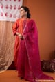 Image for Kusvaa Wkr435 Chintan Chanderi Orange Kurta Fulldupatta