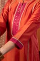 Image for Kusvaa Wkr435 Chintan Chanderi Orange Kurta Sleeve