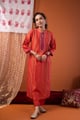 Image for Kusvaa Wkr435 Chintan Chanderi Orange Kurta Style