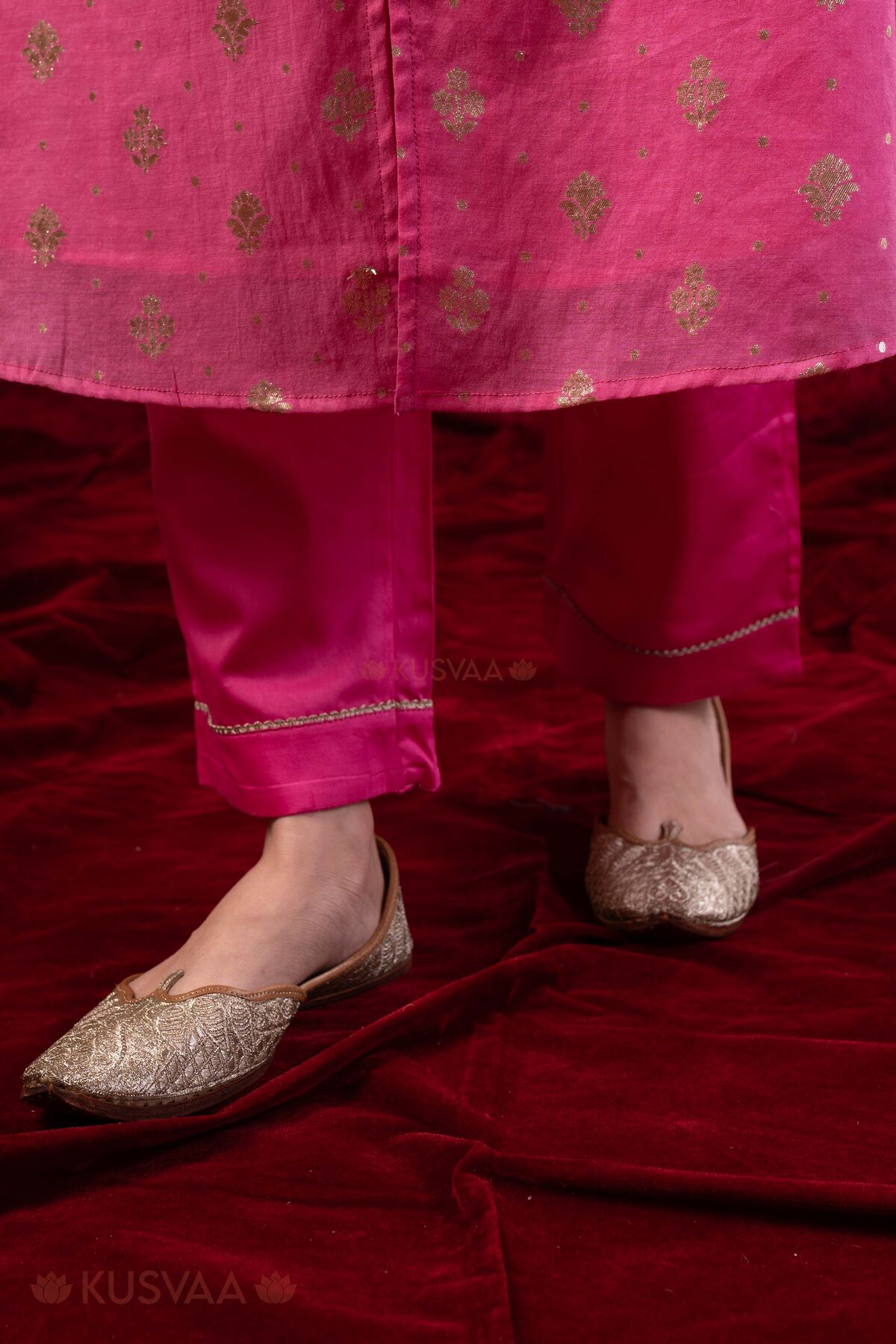 Image for Kusvaa Wkr436 Gita Chanderi Pink Kurta Bottom