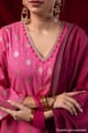 Image for Kusvaa Wkr436 Gita Chanderi Pink Kurta Closeup