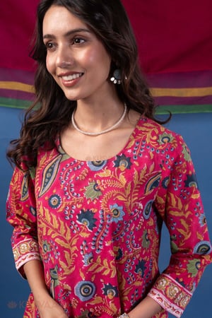 Image for Kusvaa Wkr437 Kamala Handblock Cotton Kurta Featured