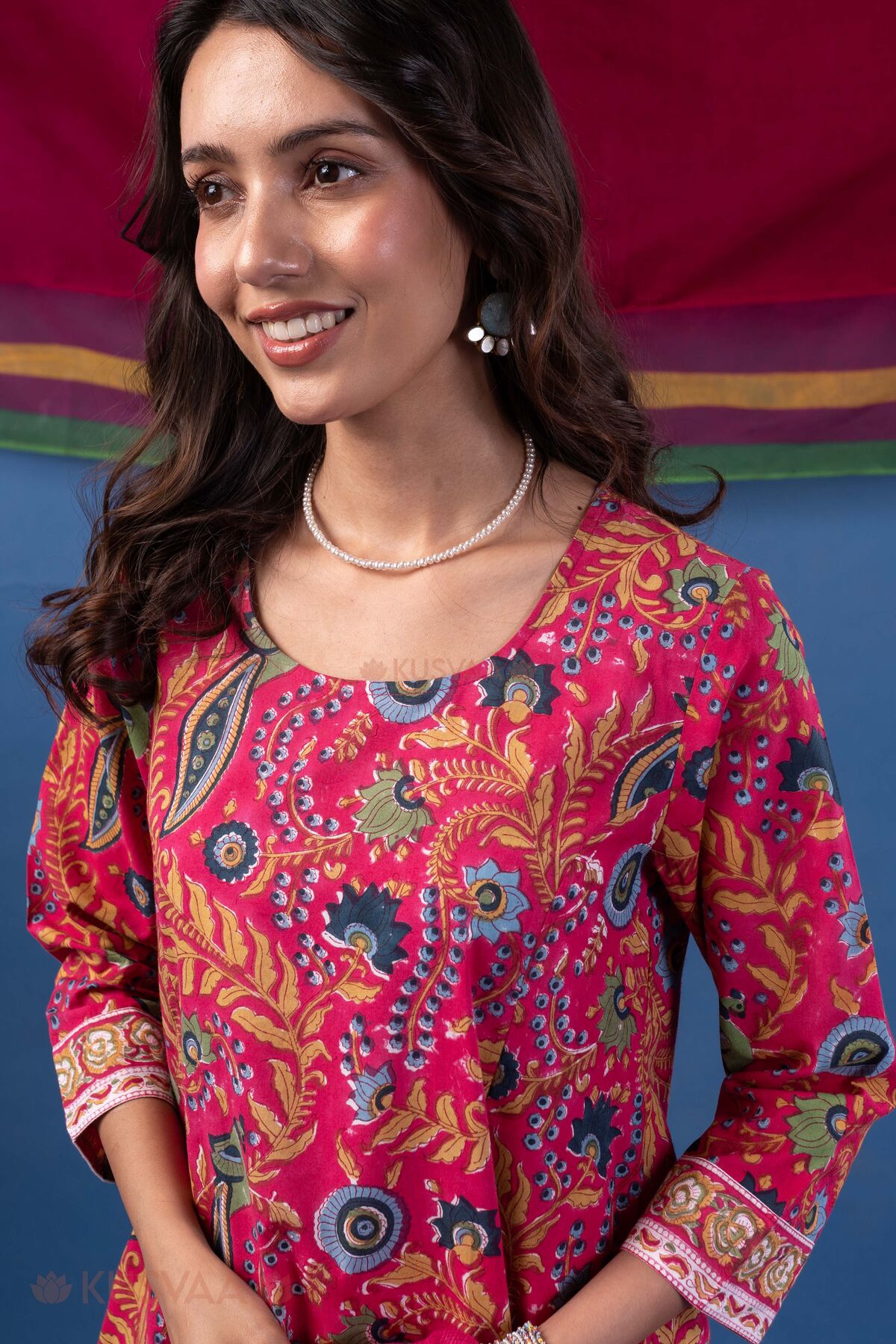 Image for Kusvaa Wkr437 Kamala Handblock Cotton Kurta Featured
