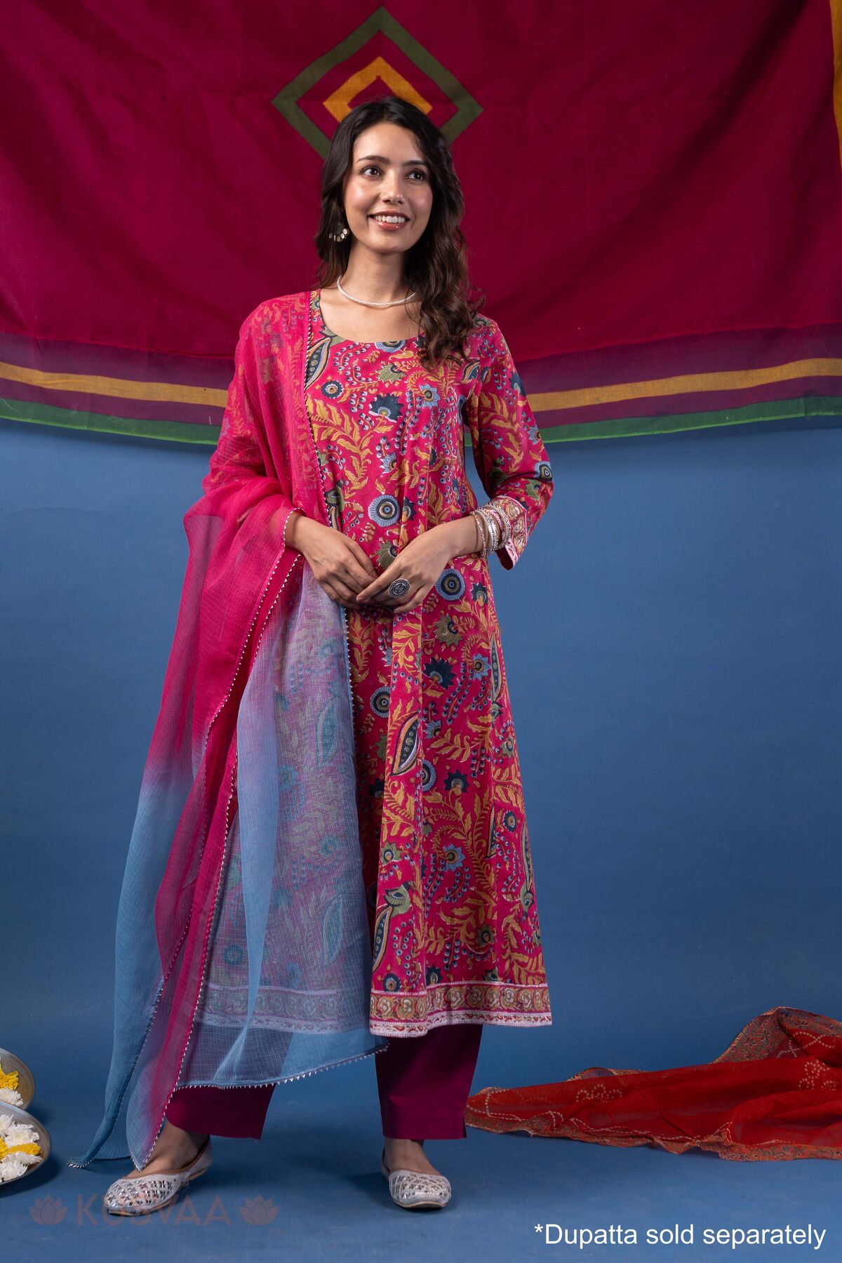 Image for Kusvaa Wkr437 Kamala Handblock Cotton Kurta Side