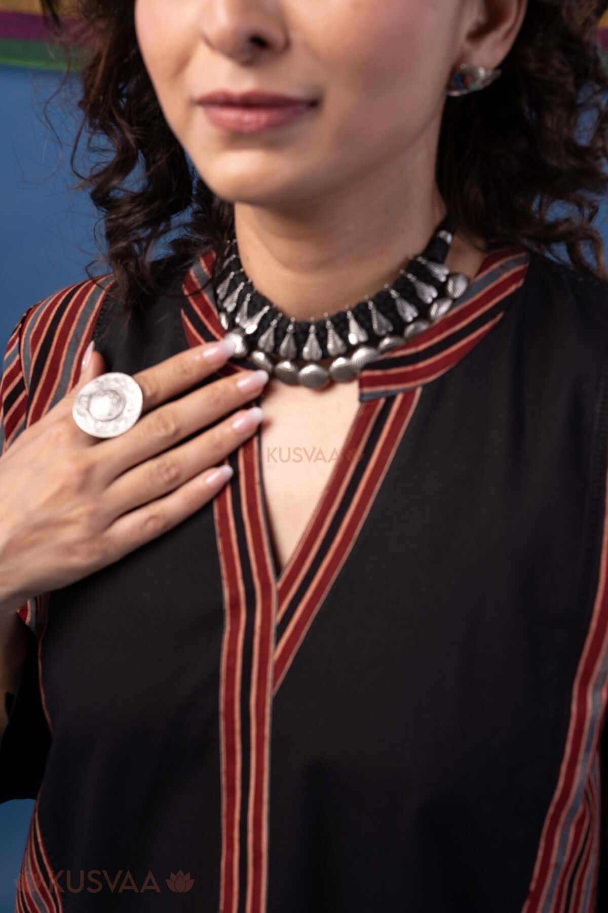 Image for Kusvaa Wkr439 Kaavya Cotton Kalidaar Kurta Nack