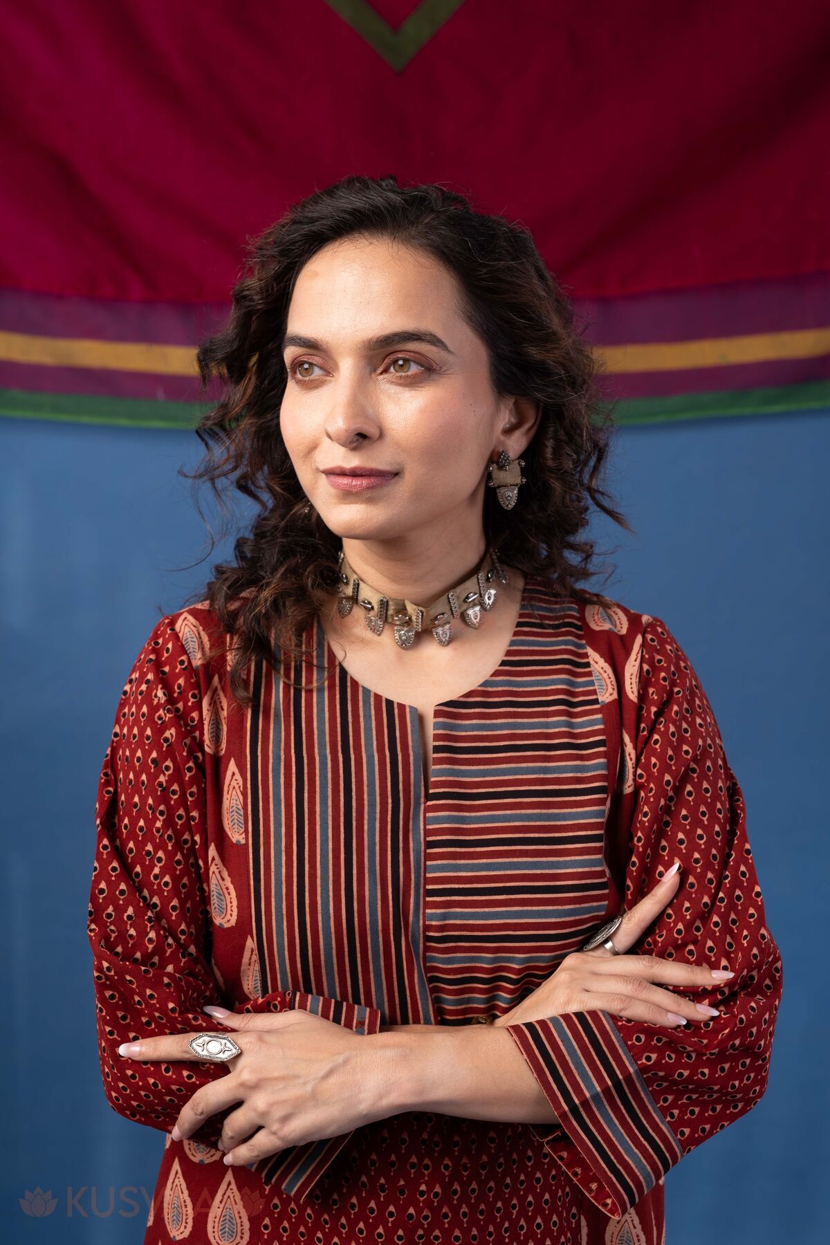 Image for Kusvaa Wkr442 Neha Cottton Maroon Kurta Fetured
