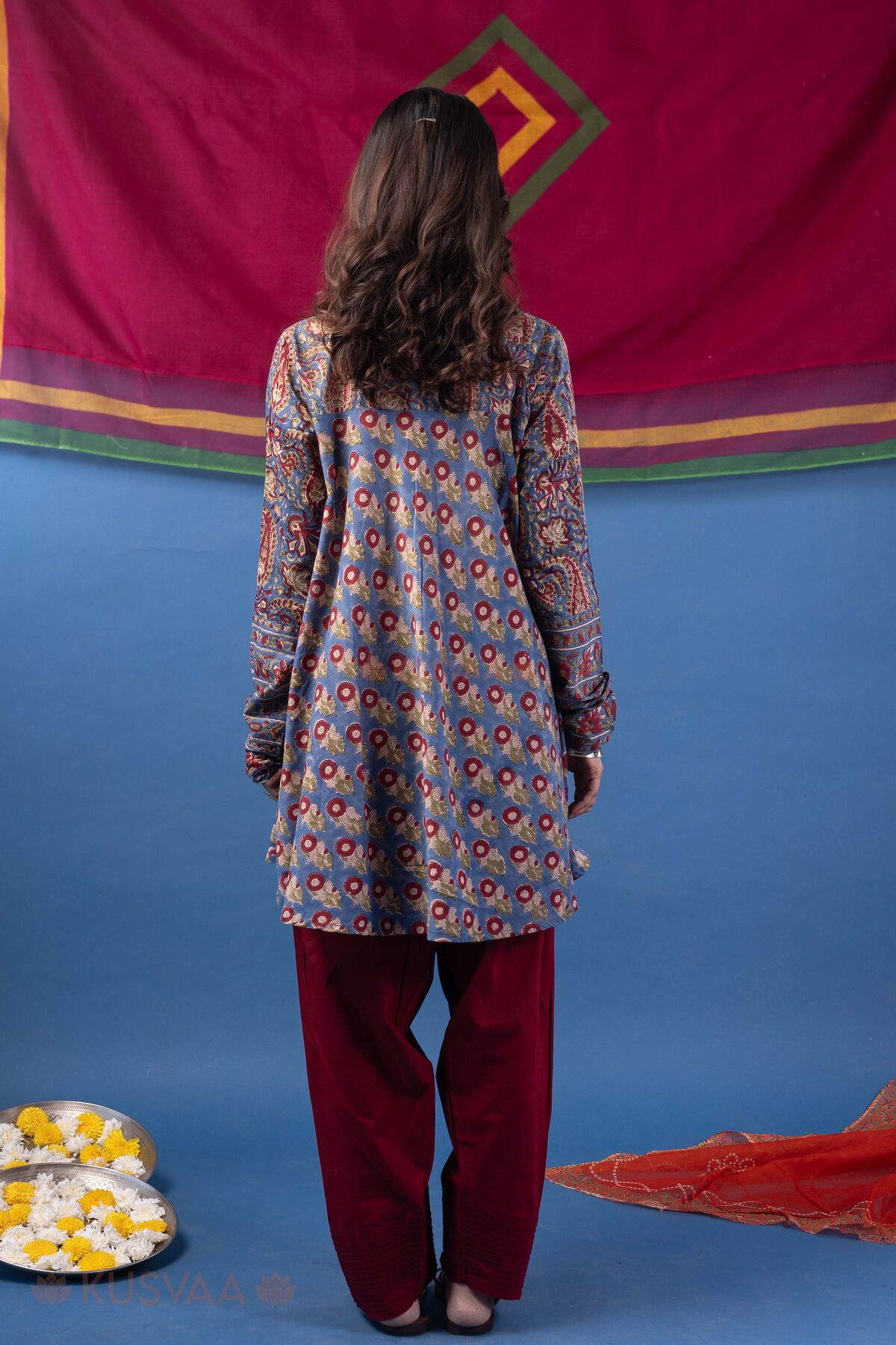 Image for Kusvaa Wkr443 Ekaja Cotton A Line Kurta Back