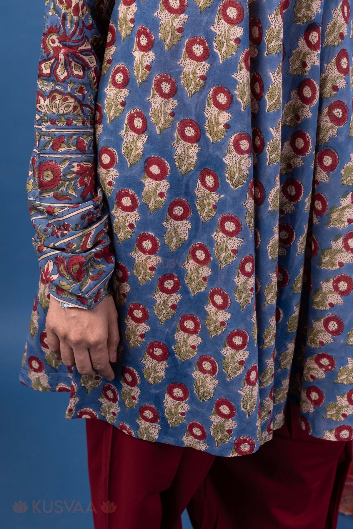 Image for Kusvaa Wkr443 Ekaja Cotton A Line Kurta Detailing