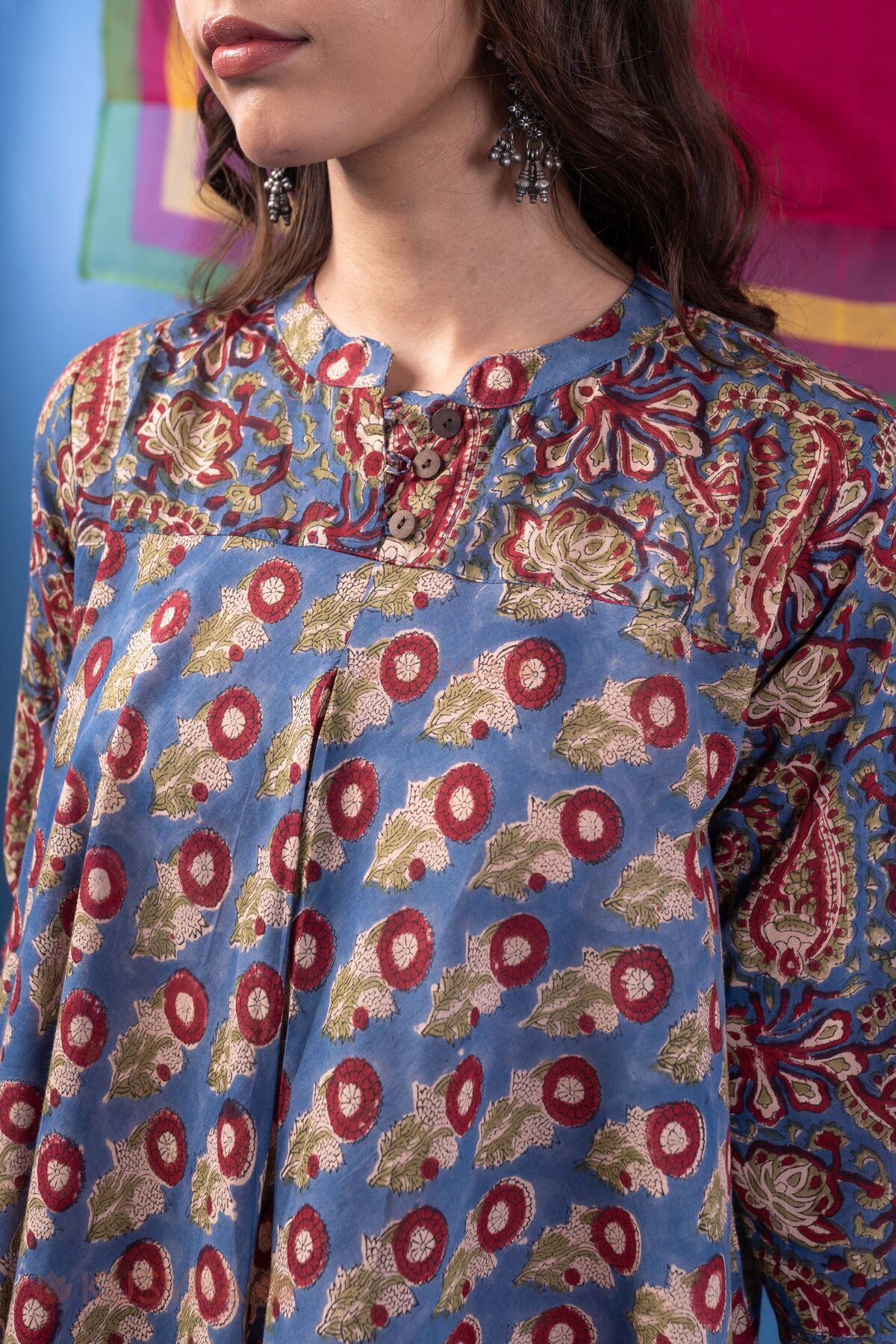 Image for Kusvaa Wkr443 Ekaja Cotton A Line Kurta Nack