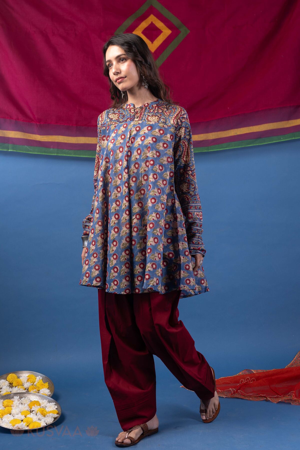 Image for Kusvaa Wkr443 Ekaja Cotton A Line Kurta Side