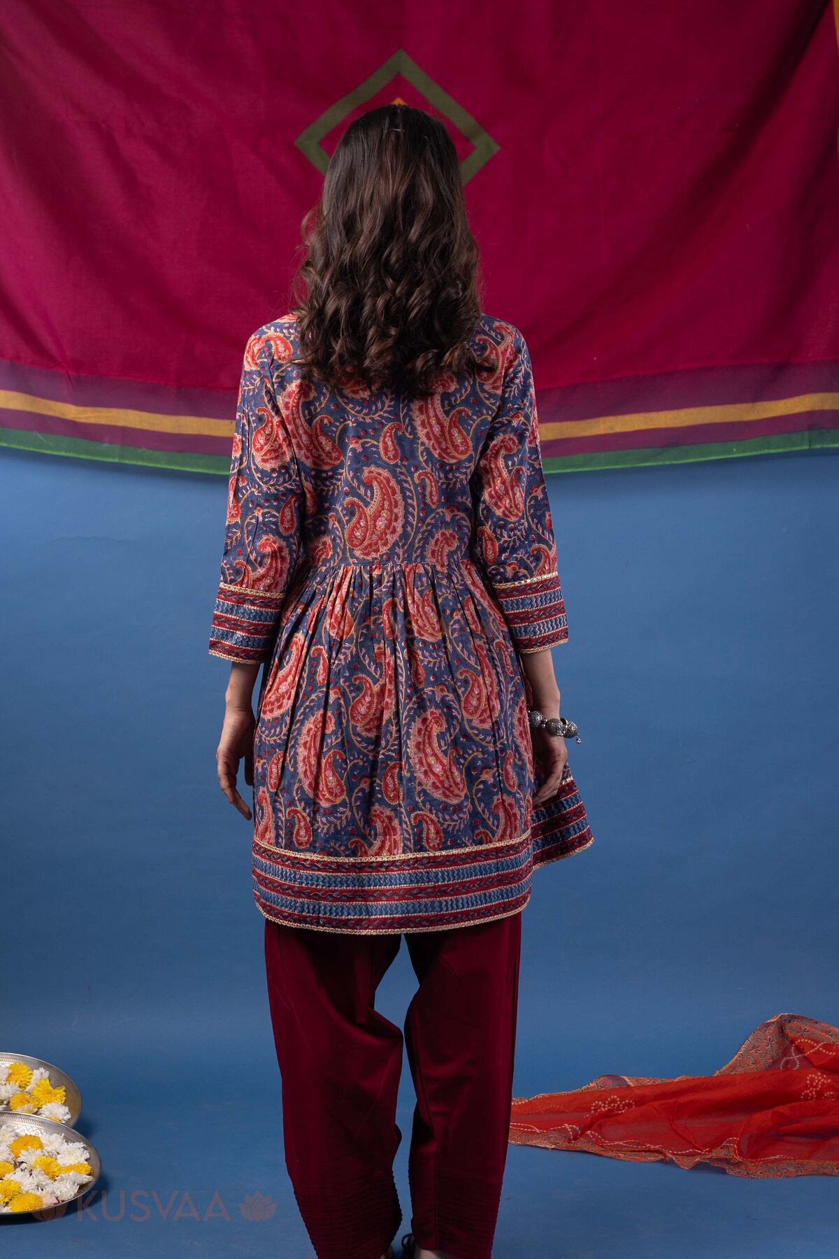 Image for Kusvaa Wkr445 Bhairavi A Line Cotton Kurta Back