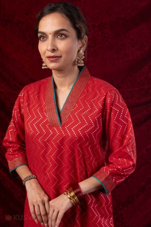 Image for Kusvaa Wkr449 Chaitanya Slik A Line Kurta Featured