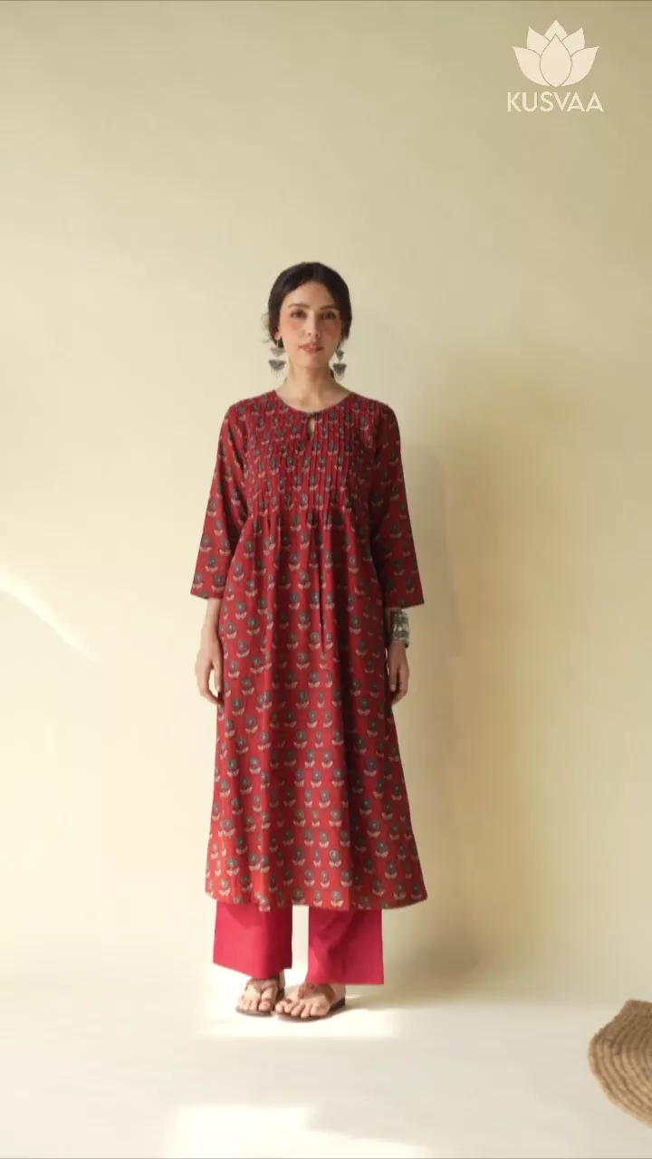 Aditi Handblock A-line Cotton Kurta