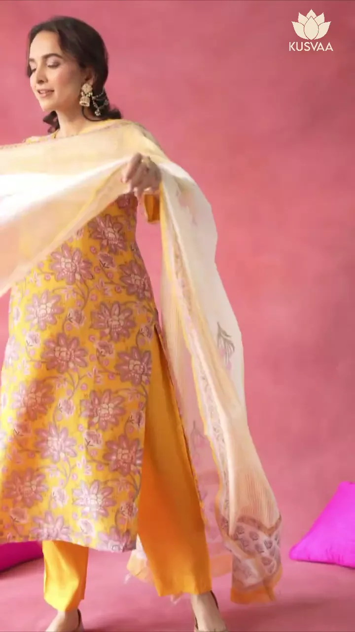 Anya Handblock Kurta Dupatta Set