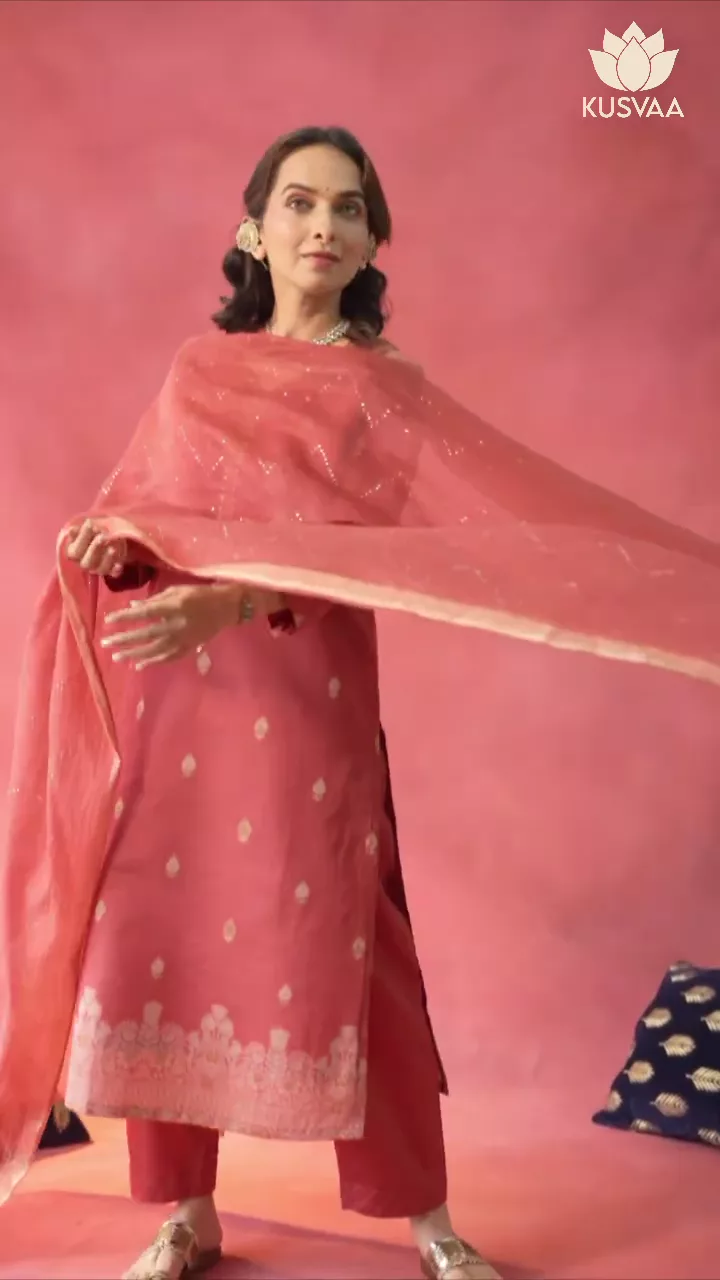 Kajal Chanderi Handwork Kurta
