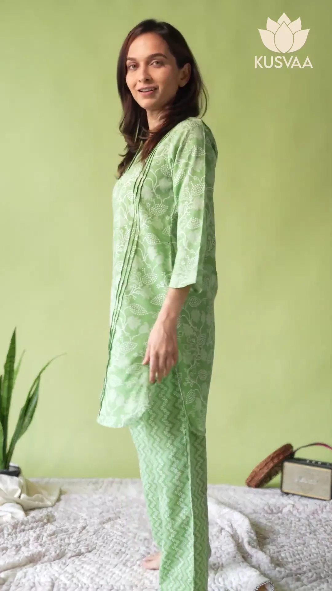 Gulab Cotton Green Nightsuit Set